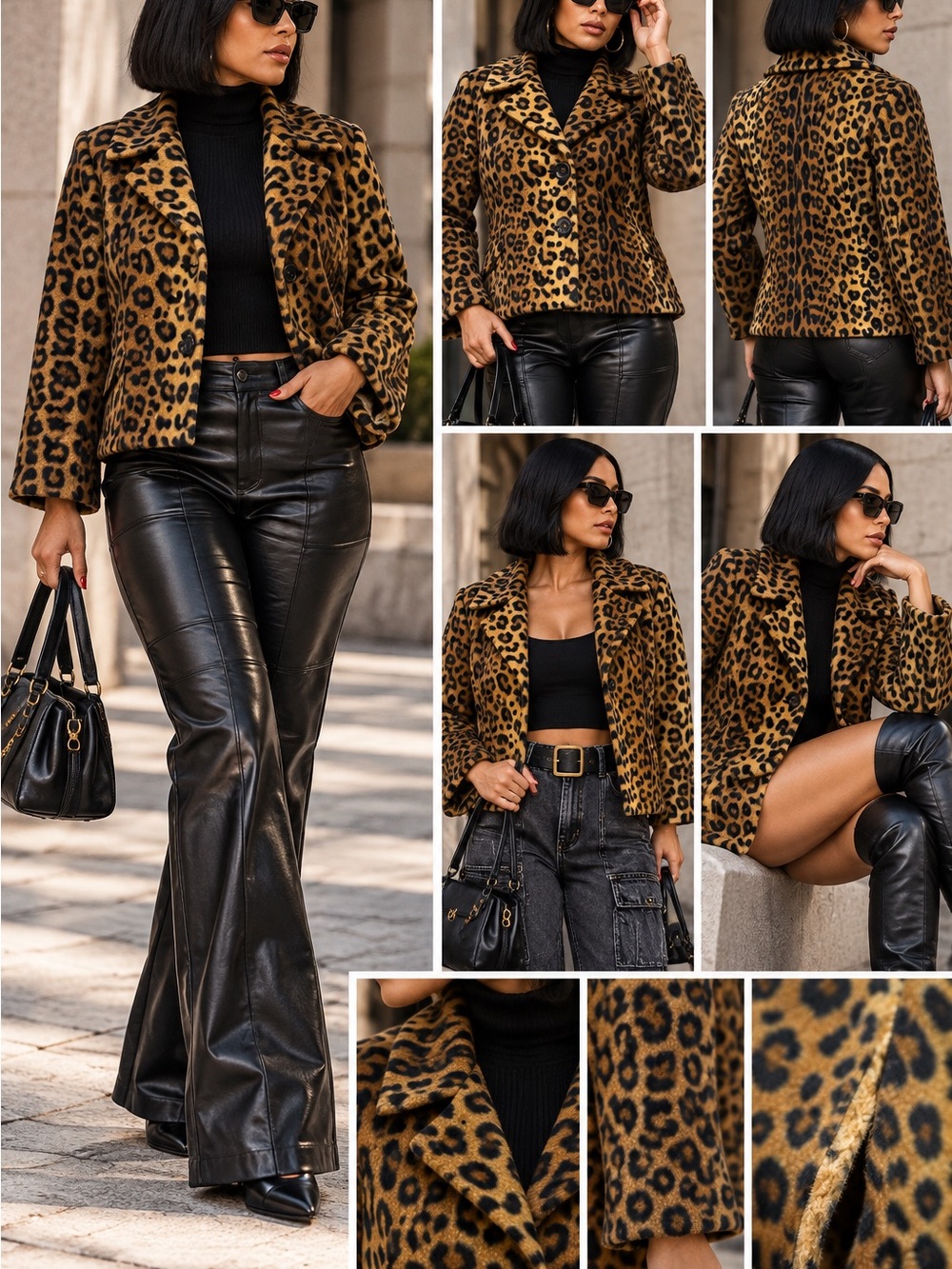 Susan Graver Leopard-Print Teddy Jacket in Brown and Black